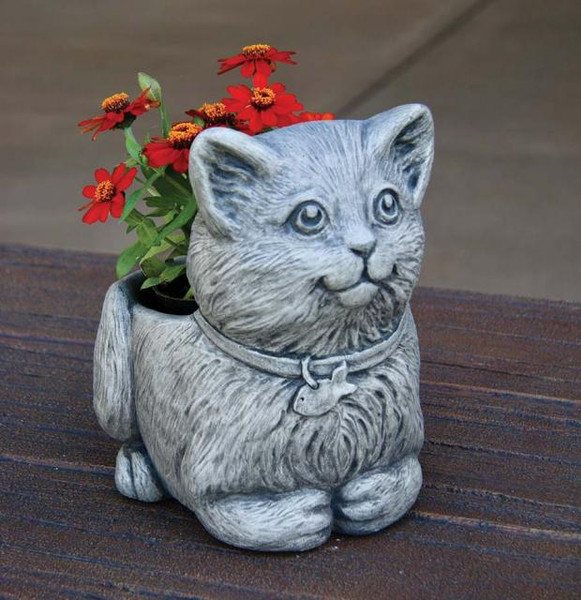 Mittens the Kitten Planter Garden Statue Cement Cat Vase Outdoor 